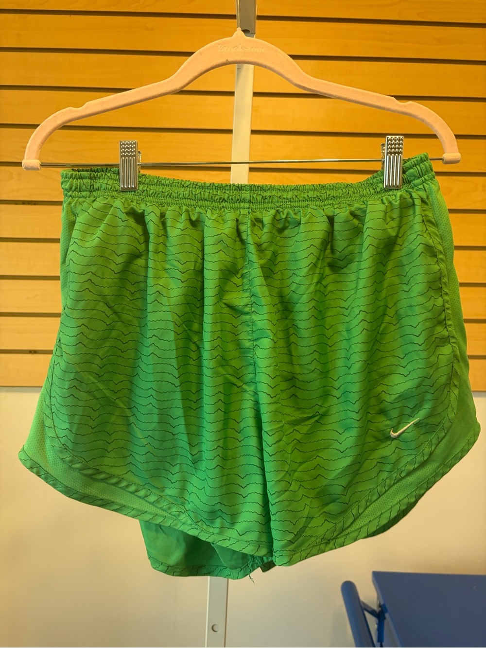 Nike Women's Bright Green Wave-Pattern Athletic Shorts